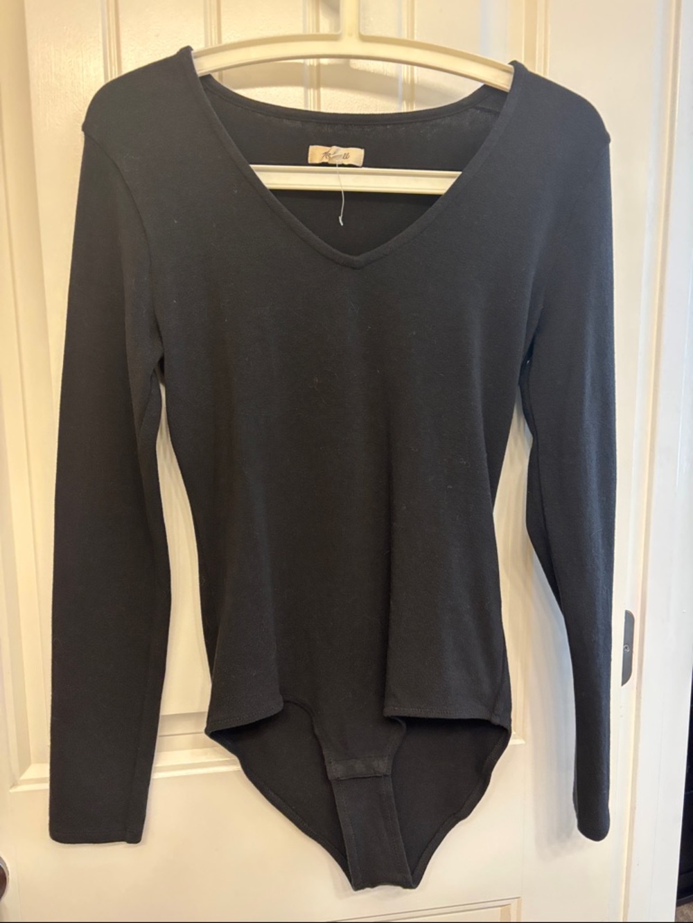 Madewell Black V-Neck Long Sleeve Bodysuit